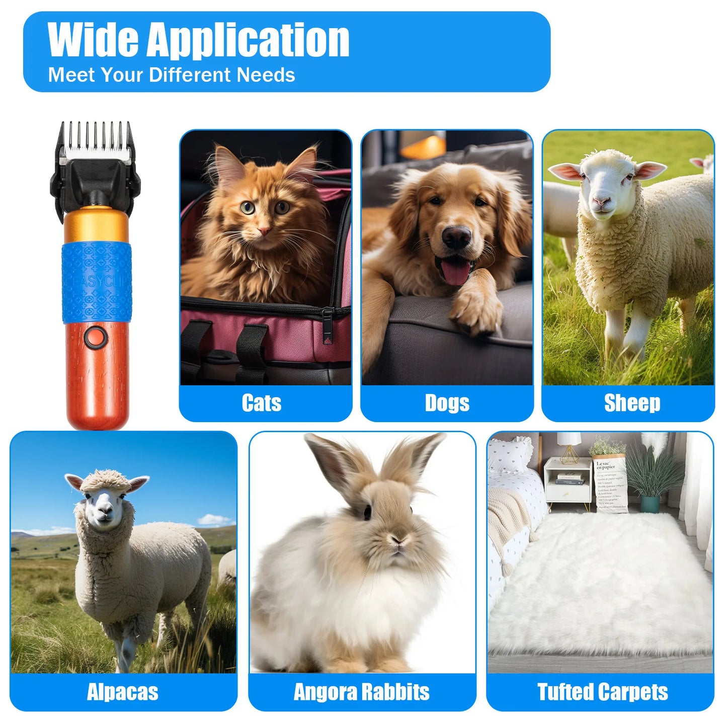 Electric Animal Fur Shears for Dogs Cats Sheep and Goats Grooming Clipper Shaver Farm Supplies