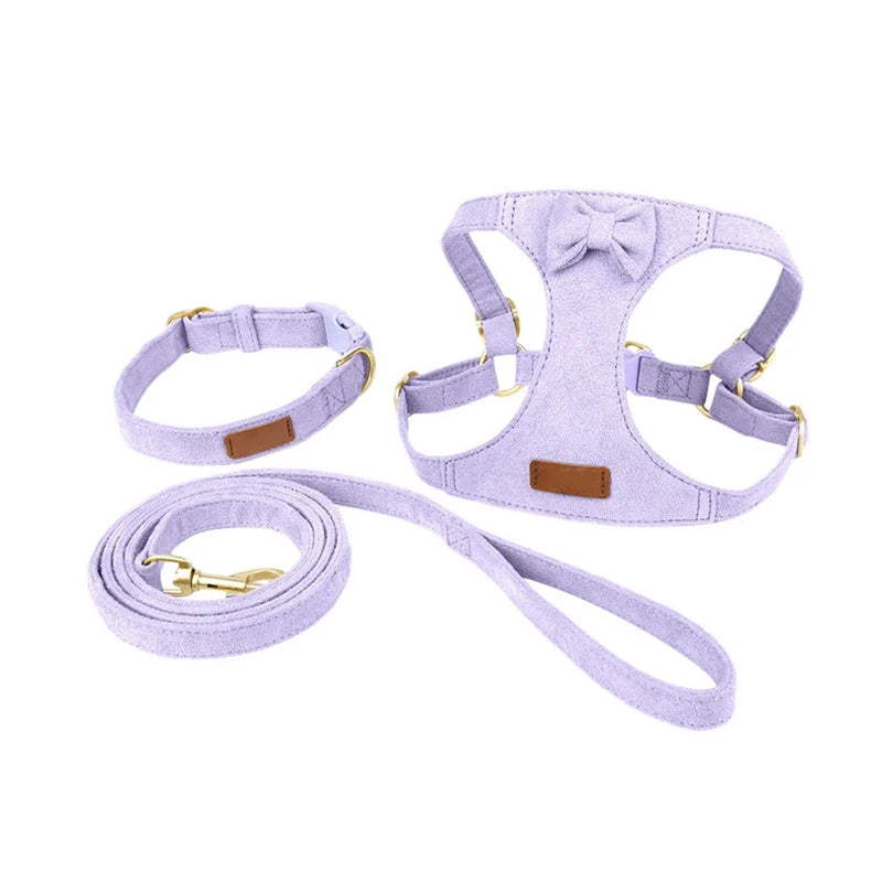 Soft Breathable Dog Collar Harness Leash Set Comfortable Pet Dog Cat Vest Harnesses Adjustable Pet Collars Leads For Small Dogs