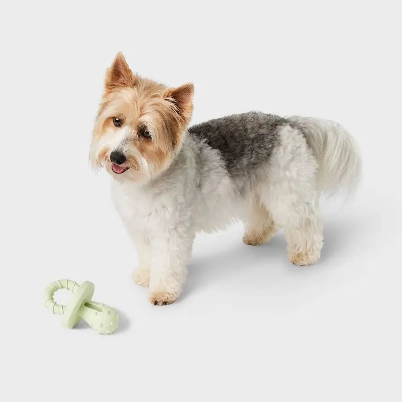 Small Dog Chew Toy Pacifier Shaped Rubber Bone for Puppies Under 15 Pounds Easy Clean Pet Teething Toy