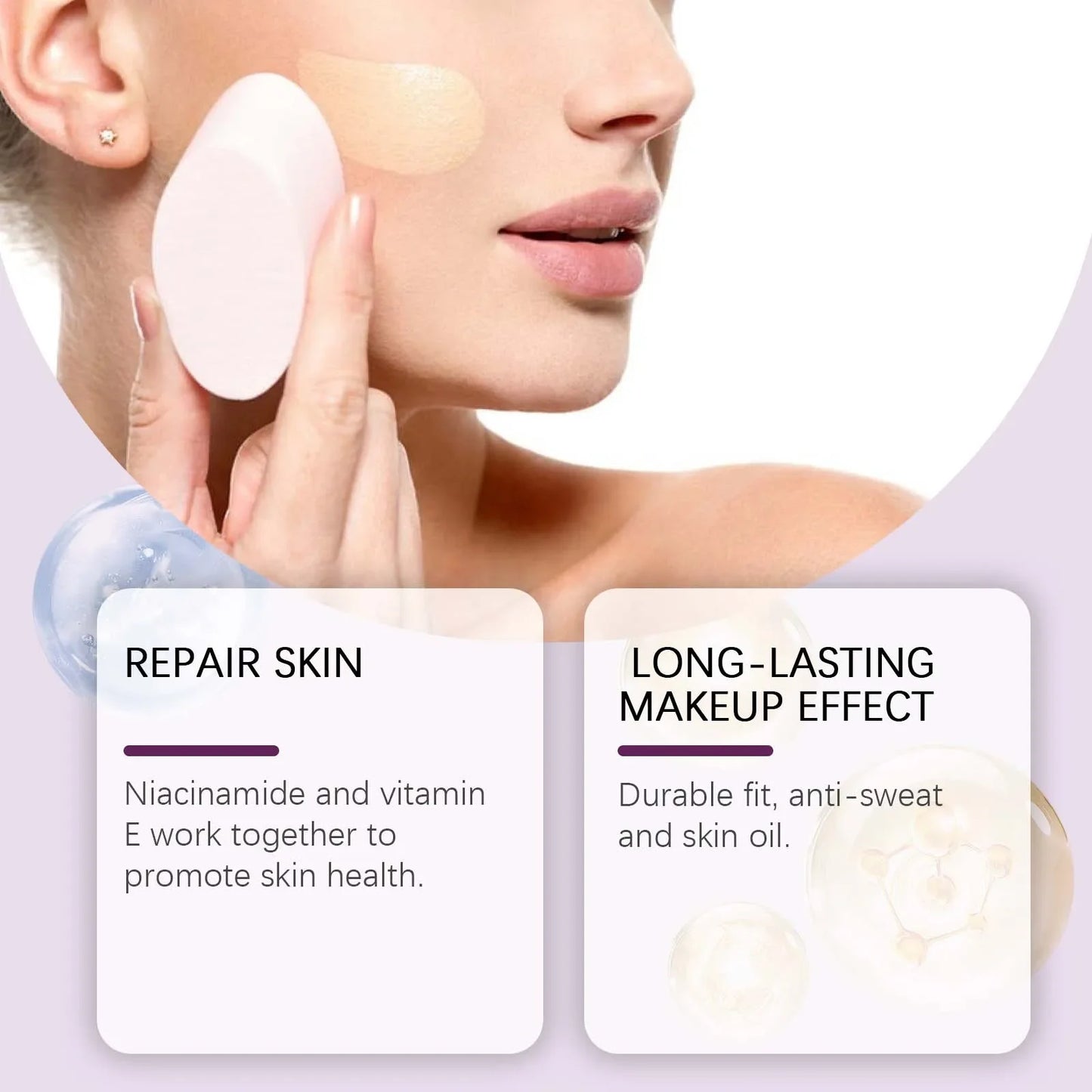 3PCS Ivory White Concealer Foundation Waterproof No Creasing Long-lasting Moisturizing No Separation Concealer Primer Makeup