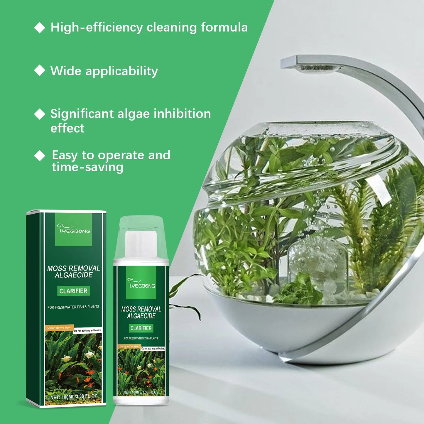 1-4PCS Aquarium Algae Remover and Water Clarifier for Fish Tank Cleans Green Brown Hair Algae Safe for Fish Clear Water Use