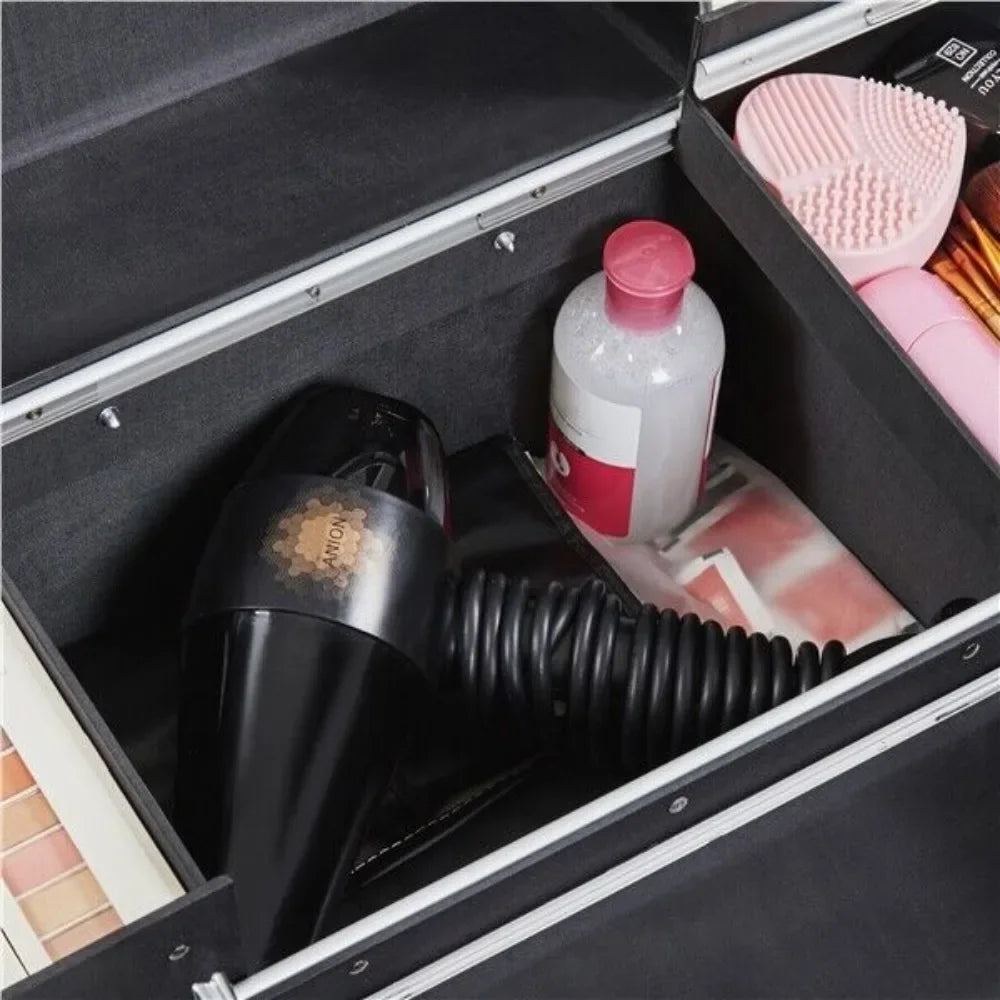 Rolling Makeup Case Large Professional Aluminum Cosmetic with Drawer&Wheels