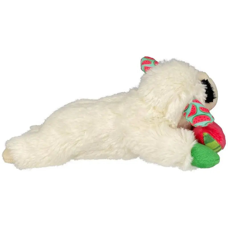 Lamb Chop Plush Dog Toy with Watermelon 8 Inch Squeaky Chew Toy for Small and Medium Dogs Summer Pet Gift