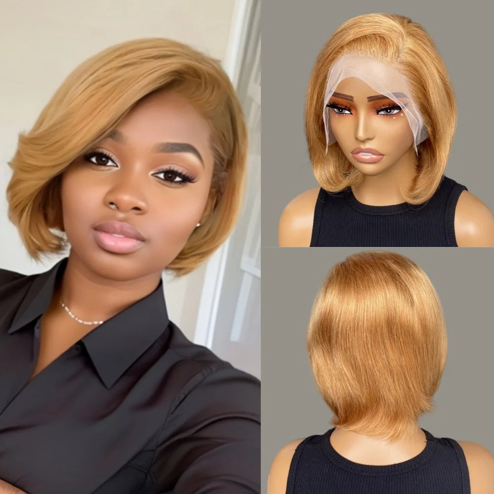 Short Bob 13x4 Lace Front Pixie Cut Wig 180 Density Remy