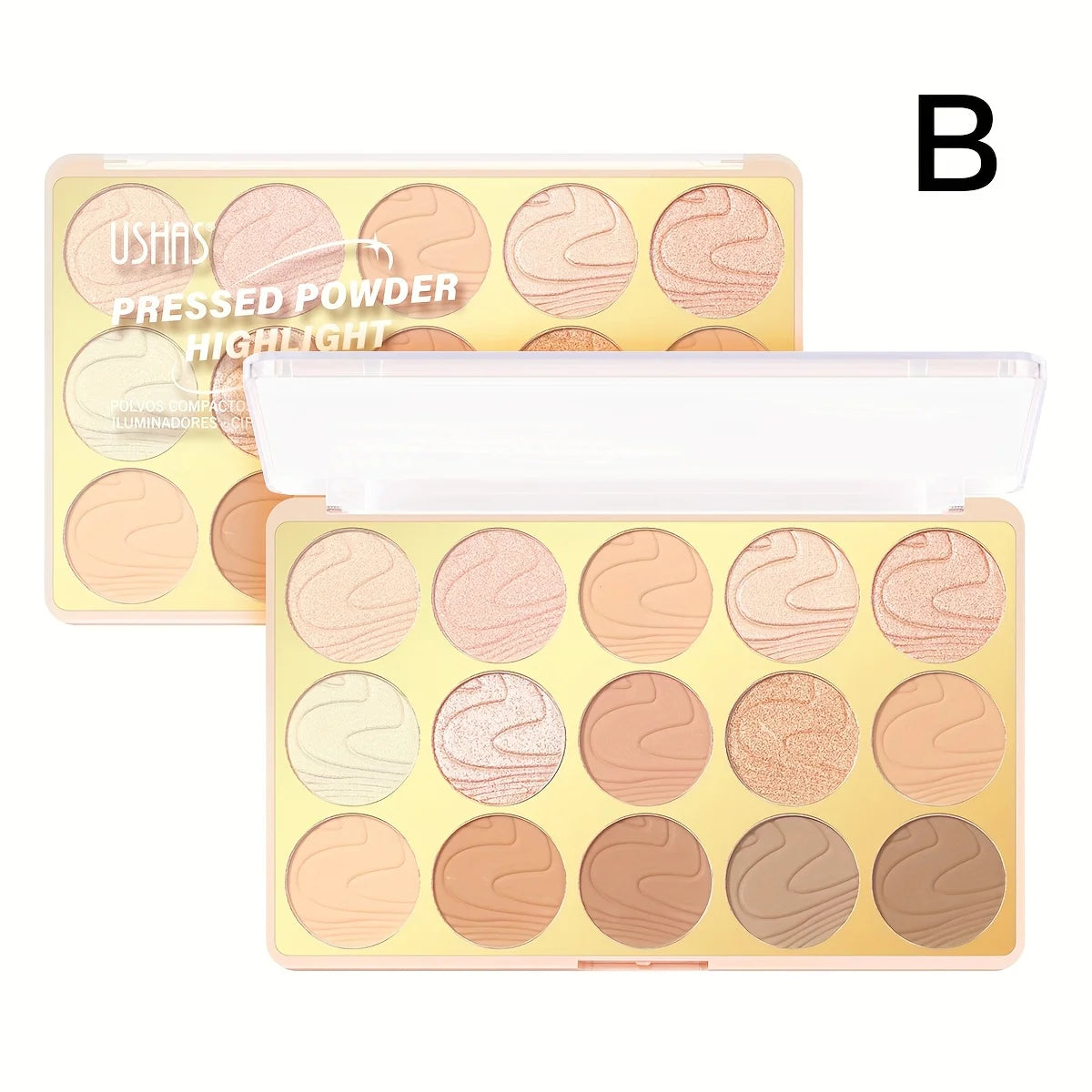 15 Color Contour Powder Compact With Highlighter Disc