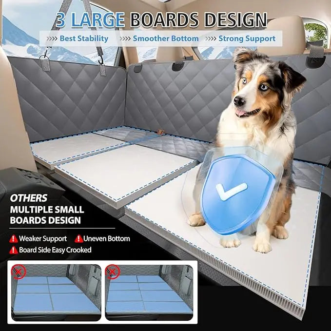 Back Seat Extender for Dogs Universal Fit Waterproof Dog Car Seat Cover 400lbs Capacity Hard Bottom L Black L Grey