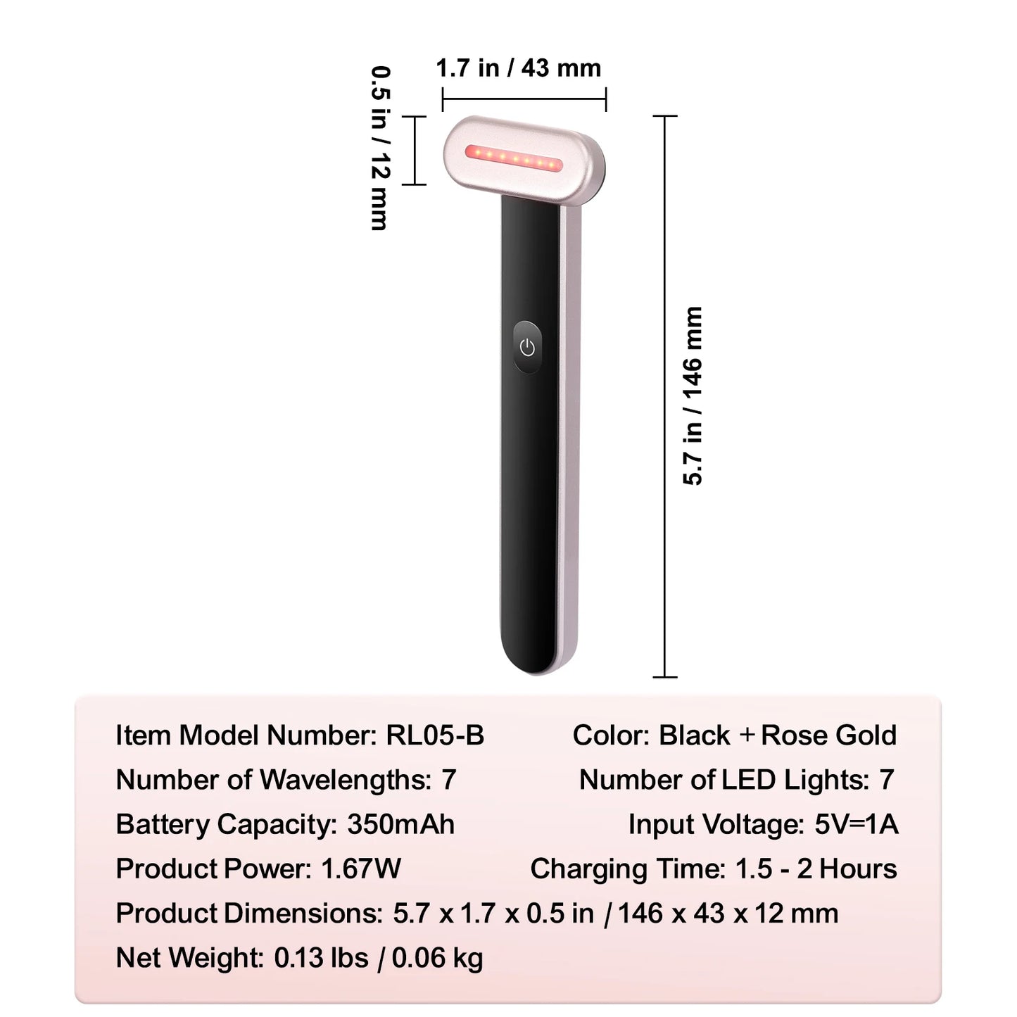 Red Light Therapy Wand For Face, 7Color LED Facial Wand Red Light Therapy Device With Heatig Microcurrent Vibrating Massage