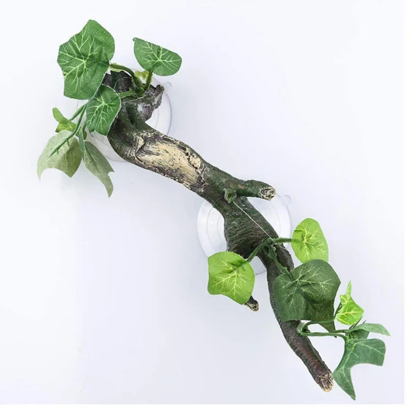 Reptile Terrarium Plant Decoration With Suction Cup Lizard