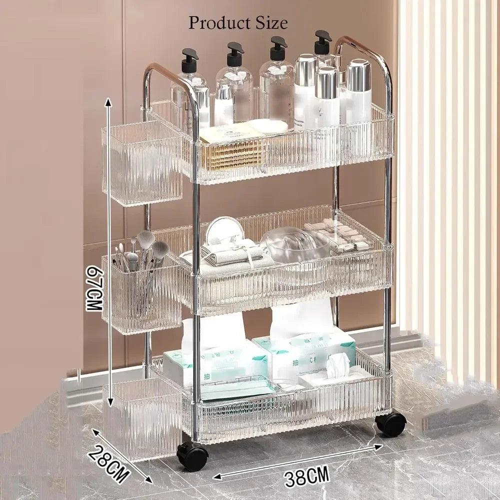 Rolling Cart,with Three Storage Boxes of The Same Color Beauty Salon Trolley,for Beauty Spa Cosmetology Massage,
