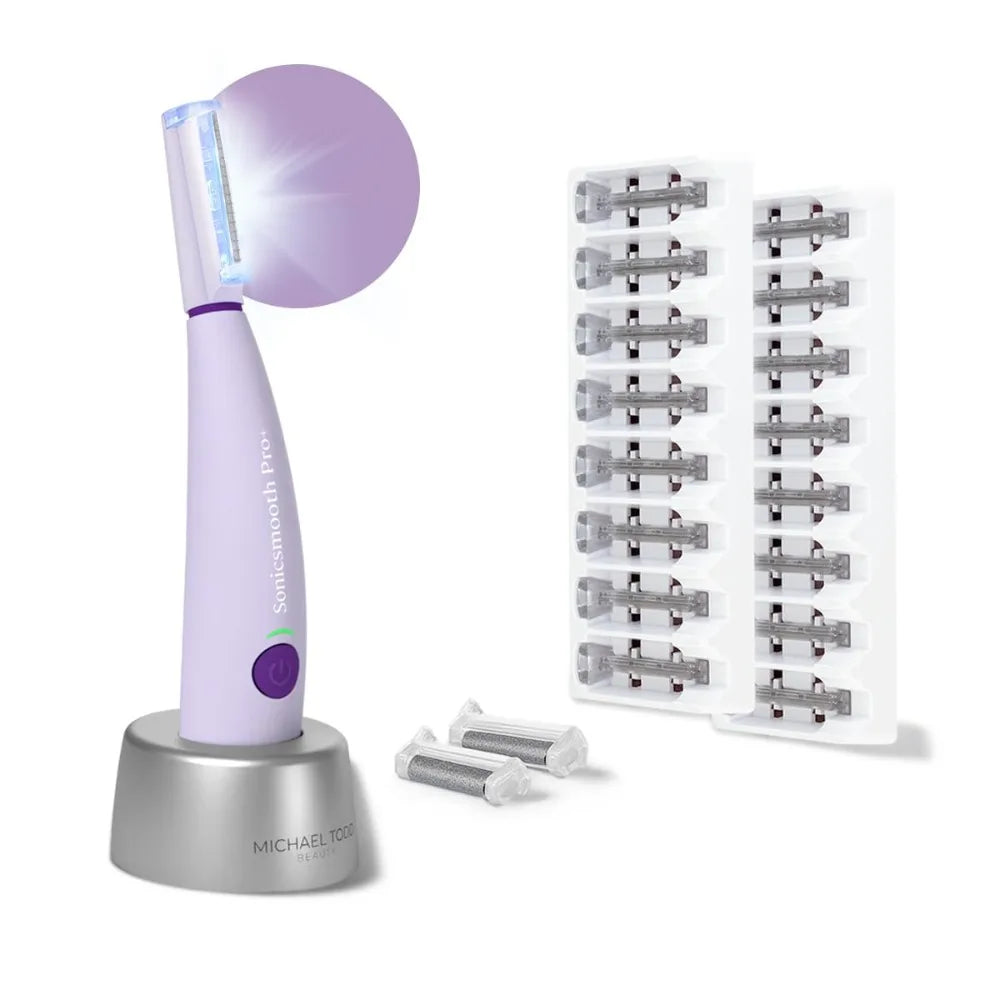 Beauty Sonicsmooth Pro+ Dermaplane Razor for Women Face + Eyebrow trimmer Dermaplaning System w/LED Light Peach Fuzz Remover