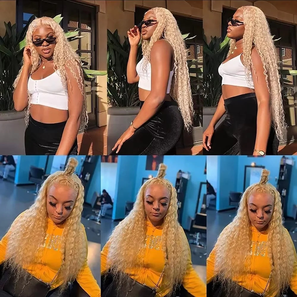 613 Blonde Deep Wave Vietnamese Curly Human Hair Bundles 28 30 32 Inch 1 2 3 Bundle Deals 100% Virgin Remy Hair Weave Extensions