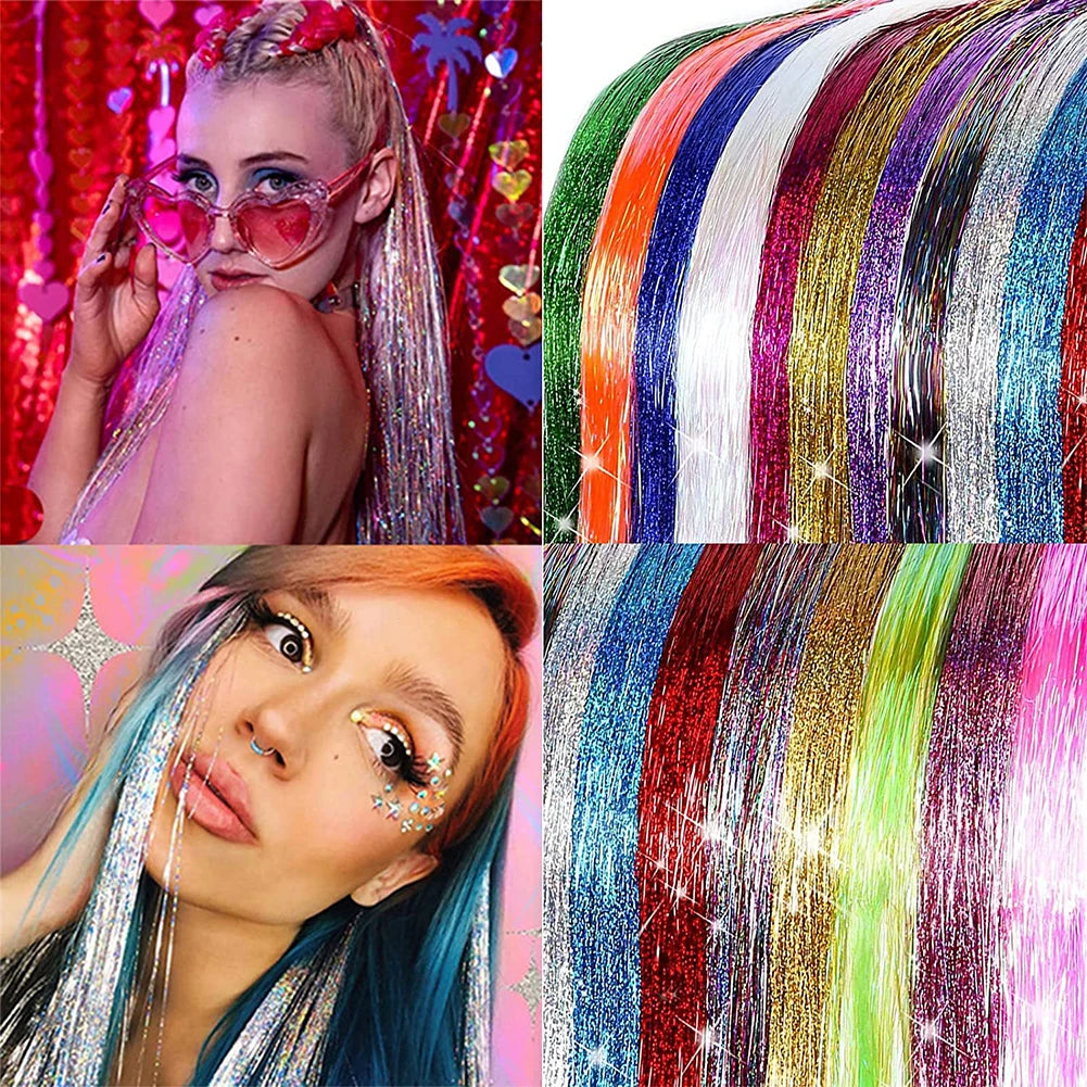 Glitter Hair Tinsel for Women Fairy Sparkling Hair Accessory