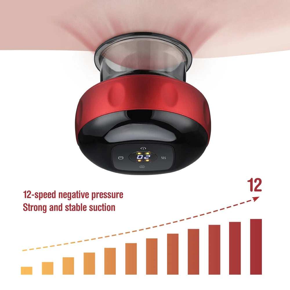Electric Intelligent Breathing Vacuum Cupping Body Back Massage Device Scraping Physiotherapy Suction Guasha Cans