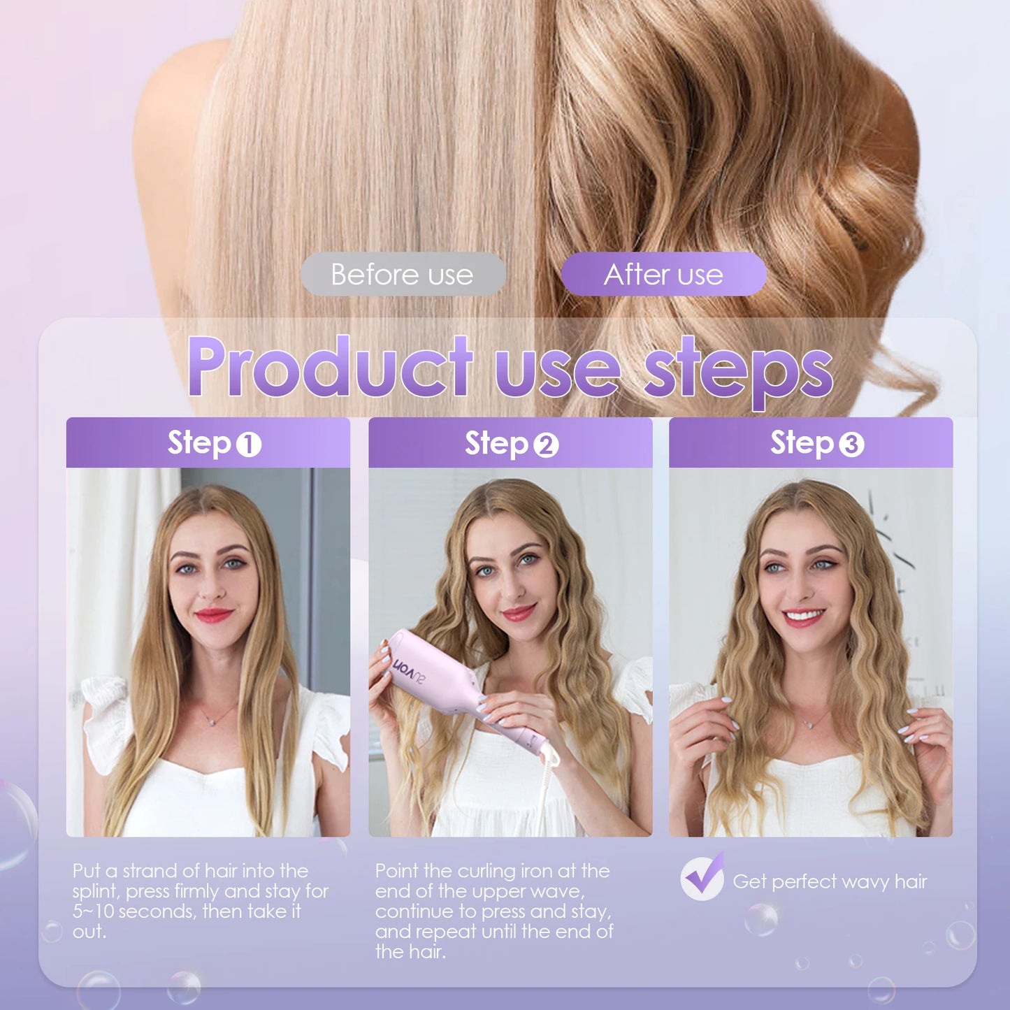 Curling Iron Hair Crimper Waver 1.25 Inch Anti Scald Wand