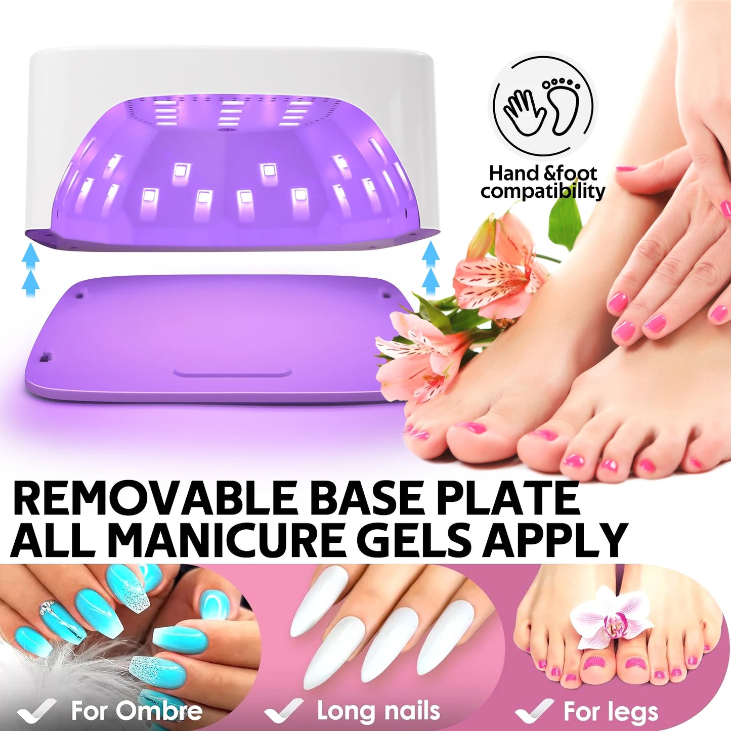 168W UV LED Nail Lamp Rechargeable Nail Dryer with Large LCD Display Professional Gel Curing Lamp 4 Timer Auto Sensor for Salon
