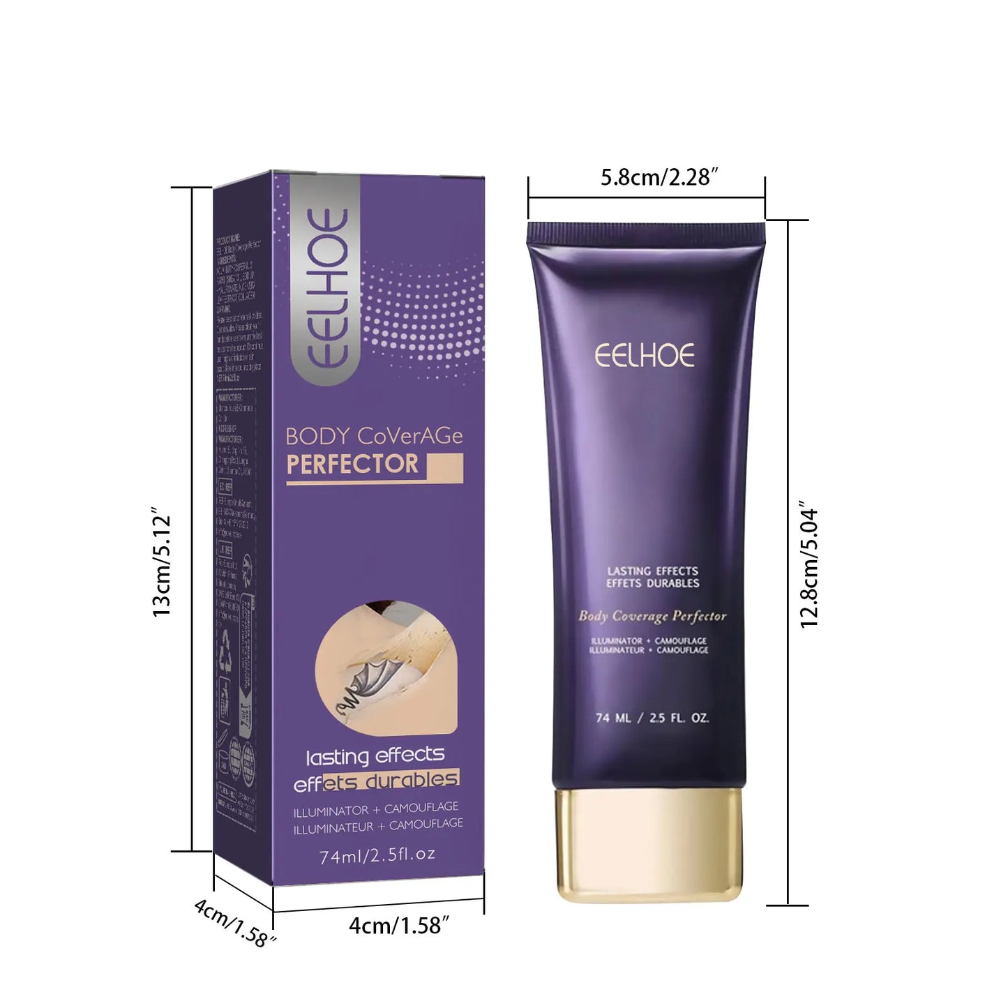 EELHOE Body Concealer Cream Prefect Cover Tattoo Scars Nourishing Skin Water and Sweat Resistant Smoothing Body Concealer Cream