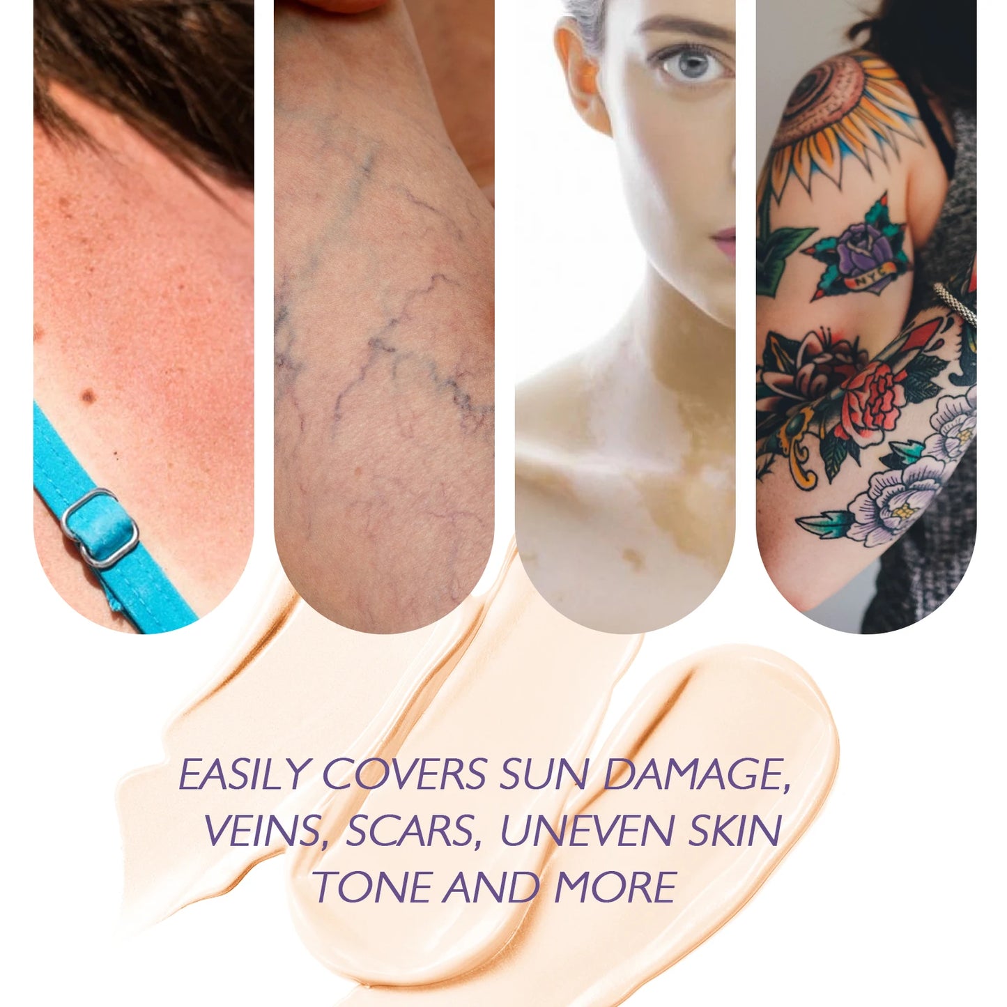 EELHOE Body Concealer Cream Prefect Cover Tattoo Scars Nourishing Skin Water and Sweat Resistant Smoothing Body Concealer Cream