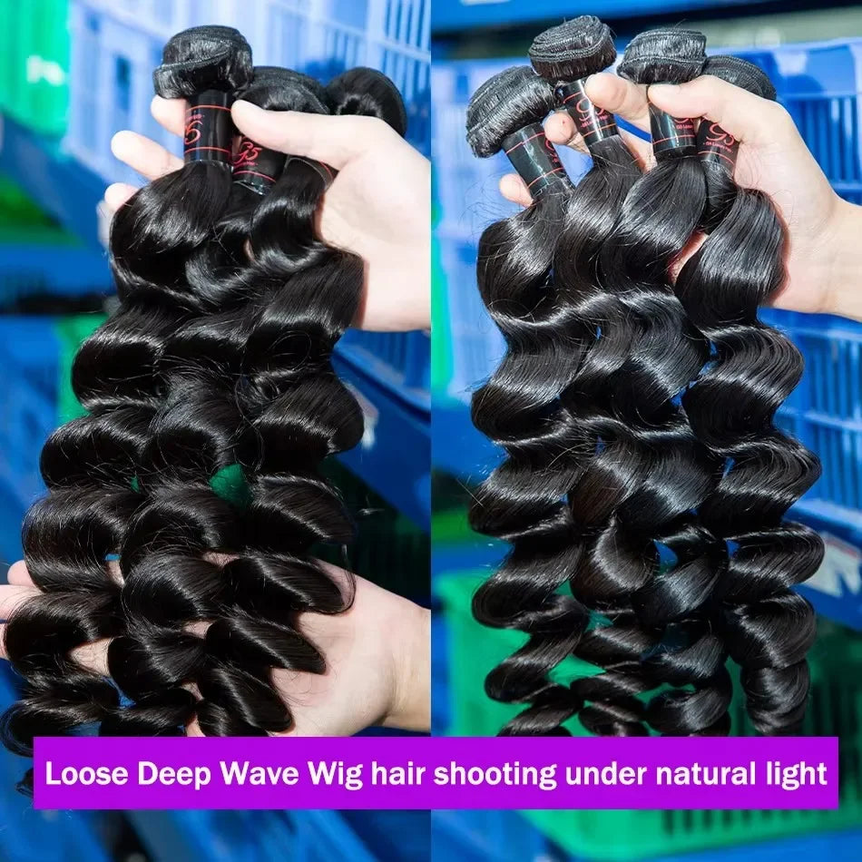 30 40 Inch Loose Wave Bundles Raw Bundles Brazilian Unprocessed Human Hair Virgin Loose Deep Wave Curly Bundles Weave Extensions