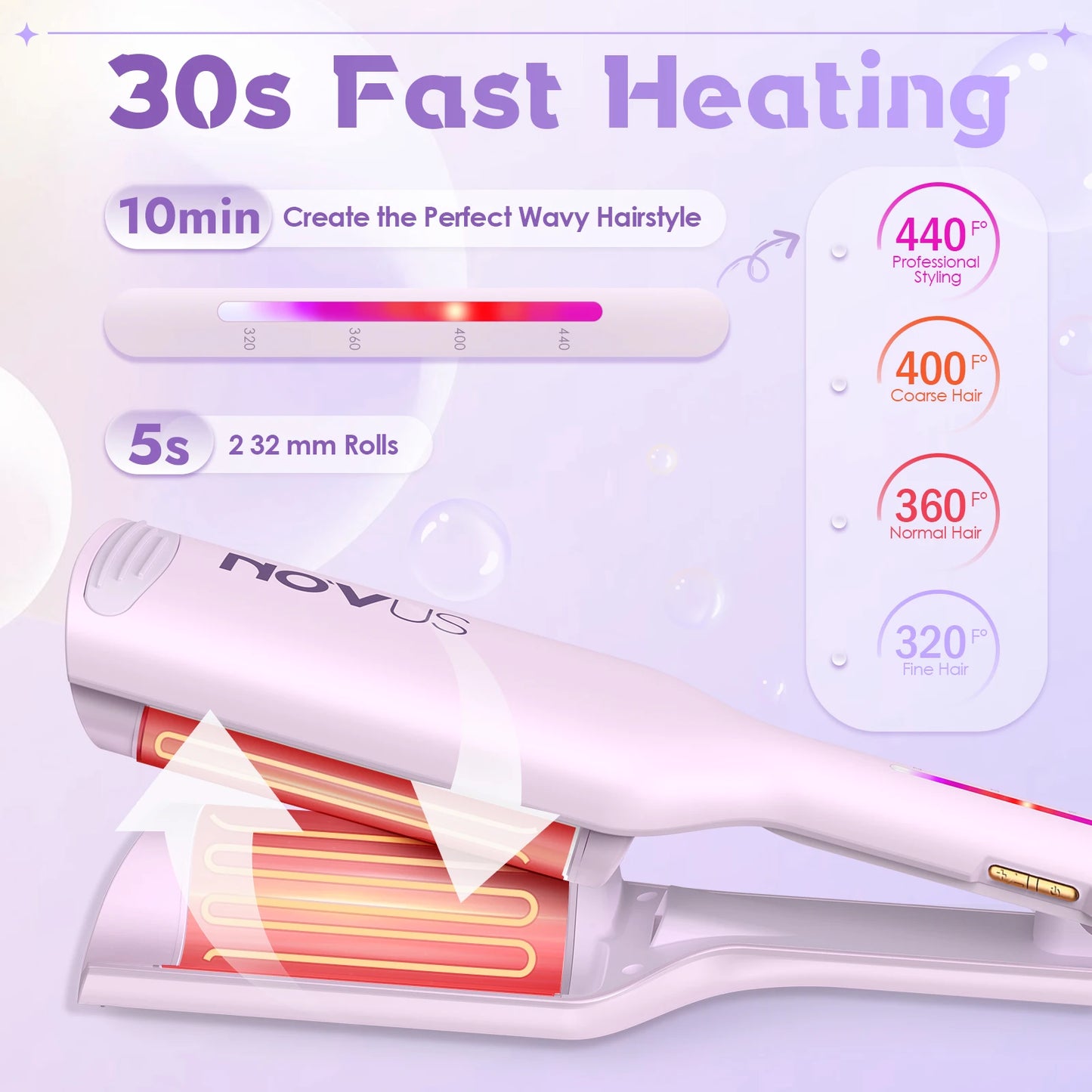 Curling Iron Hair Crimper Waver 1.25 Inch Anti Scald Wand