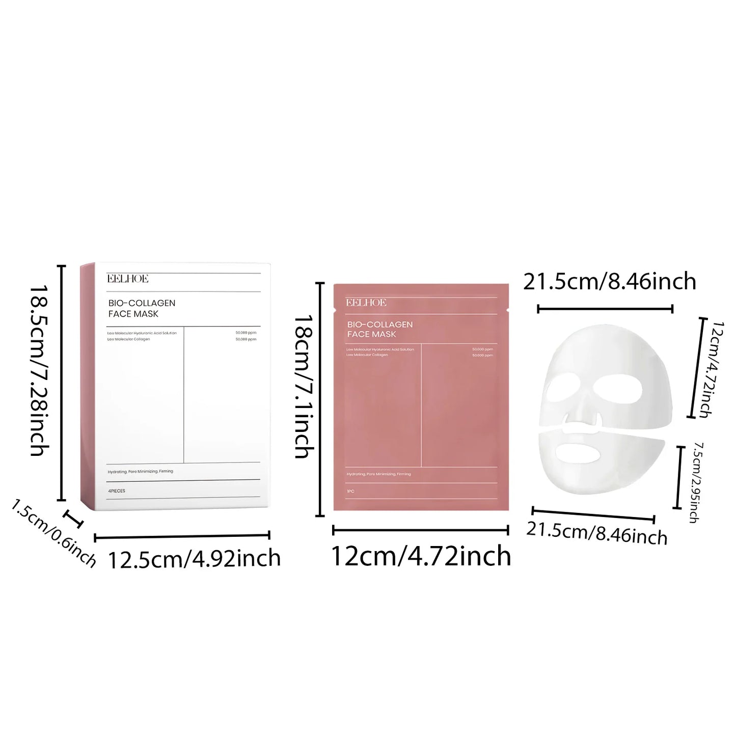 EELHOE Collagen Face Mask Moisturizing Enhance Skin Elasticity Glowing Improve Skin Texture Nourishing Hydrating Facial Mask