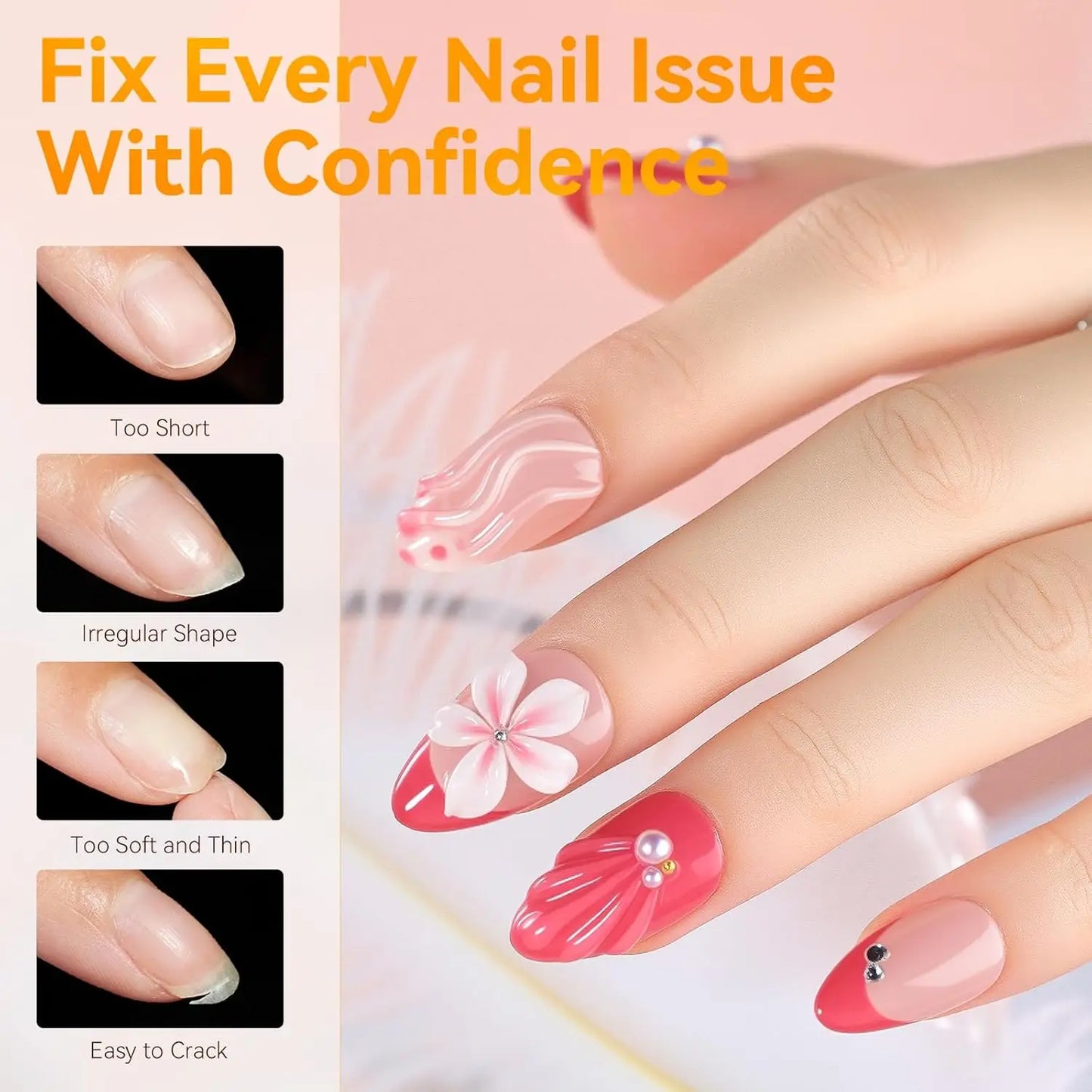 Short Almond Nail Tips: Makartt 510 PCS Half Matte Full Cover Gel Tips 15 Size Clear Acrylic Press Ons Nails for DIY Extension
