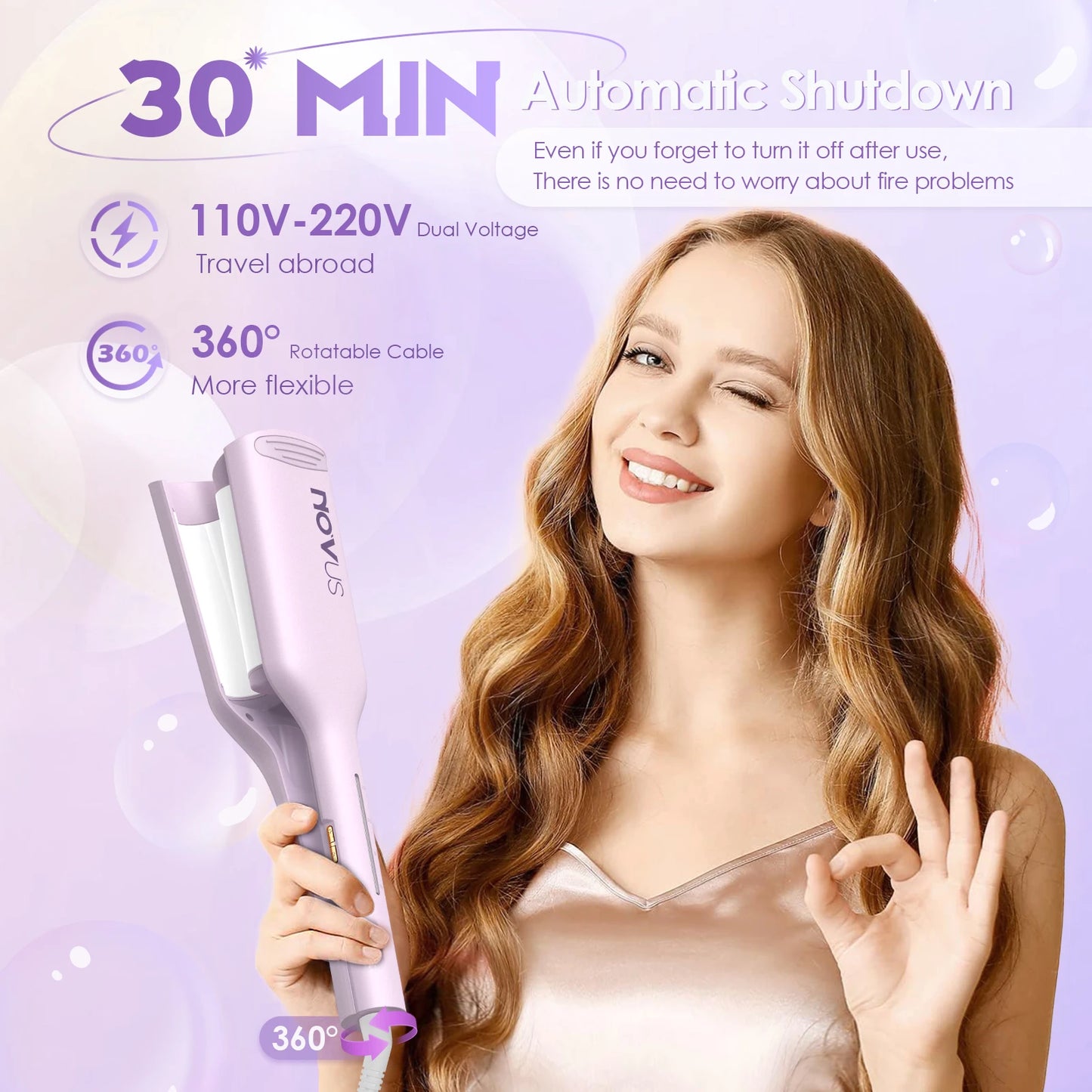 Curling Iron Hair Crimper Waver 1.25 Inch Anti Scald Wand
