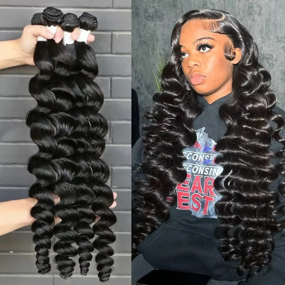 30 40 Inch Loose Wave Bundles Raw Bundles Brazilian Unprocessed Human Hair Virgin Loose Deep Wave Curly Bundles Weave Extensions