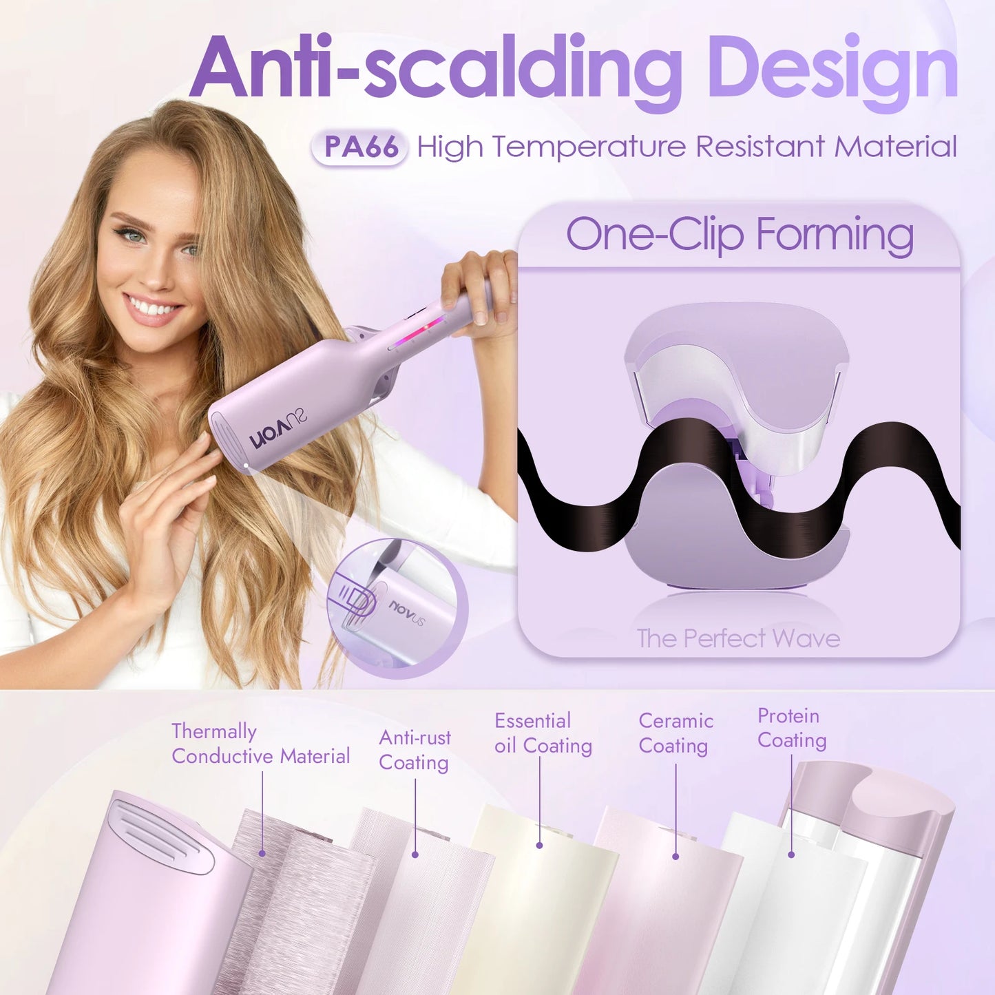 Curling Iron Hair Crimper Waver 1.25 Inch Anti Scald Wand