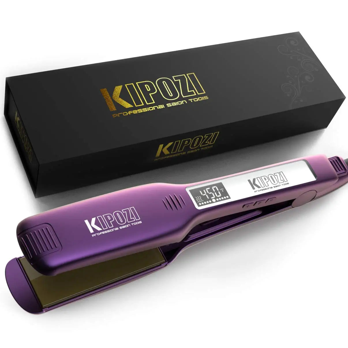 KIPOZI Titanium Flat Iron With LCD Display Dual Voltage