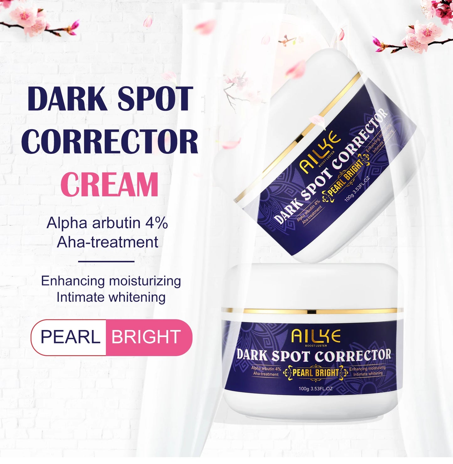 AILKE Double Glutathione Dark Spots Remover Face Cream, For Armpit, Elbows, Legs, White Spots, Age Spots, Sun Spots, Freckles