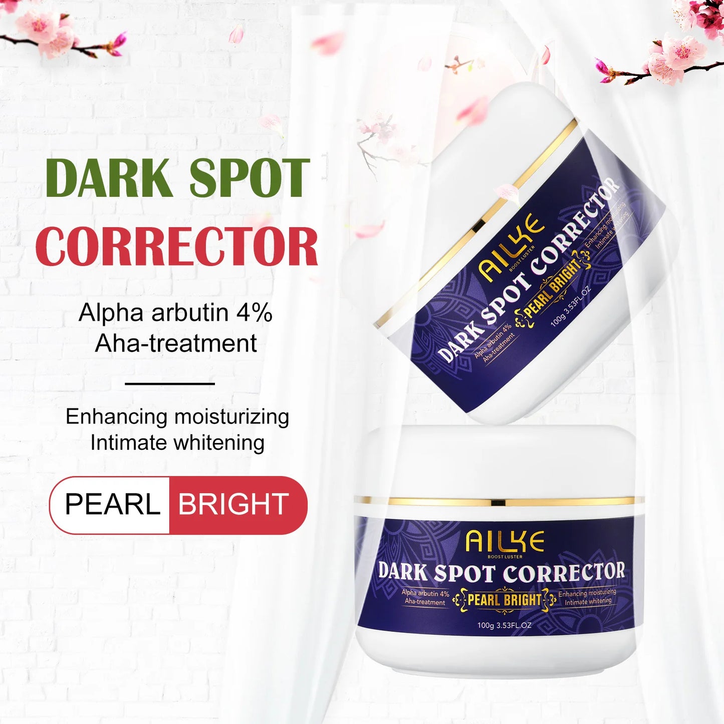 AILKE Double Glutathione Dark Spots Remover Face Cream, For Armpit, Elbows, Legs, White Spots, Age Spots, Sun Spots, Freckles