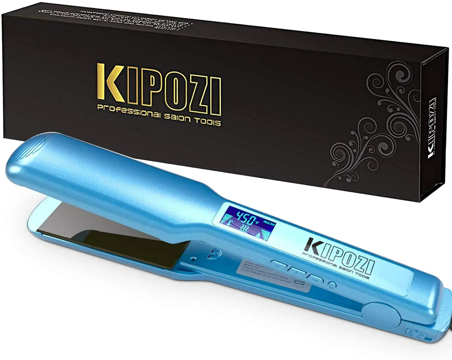 KIPOZI Titanium Flat Iron With LCD Display Dual Voltage