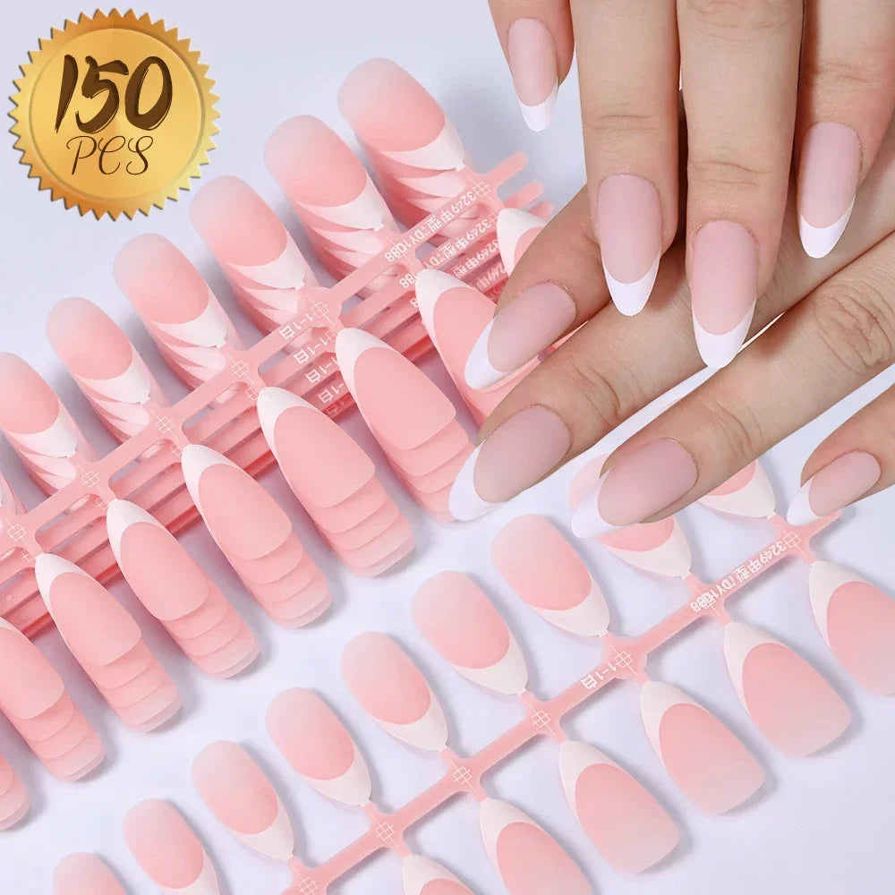 576pcs/Box Colorful Fake Nails Black Red Design Fake Nail Oval Short Square Press On False Nails Mixed Full Cover Nail Tips