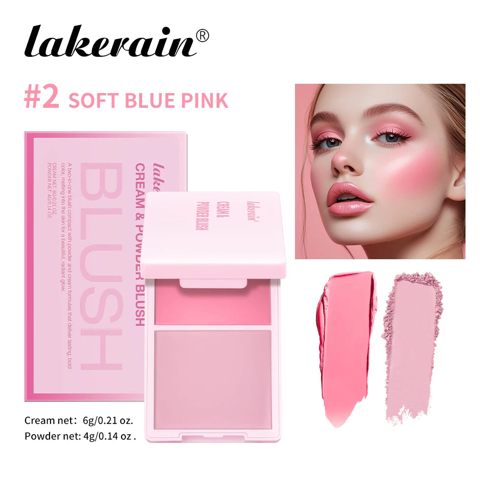Cream&Powder Blush Palette Natural Long-lasting High Pigment Blusher Makeup Contour Powder Beauty Peach Pink Korean Makeup Blush