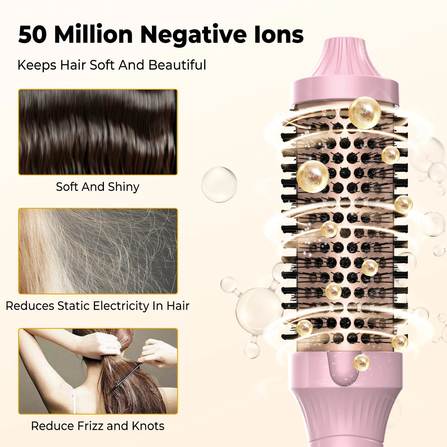 Thermal One Step Hot Air Brush Volumizer Hair Curler Pink
