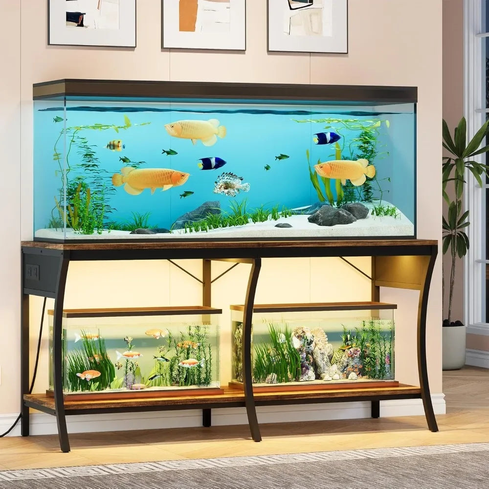 55 To 90 Gallon Fish Tank Stand With LED And Power Outlets