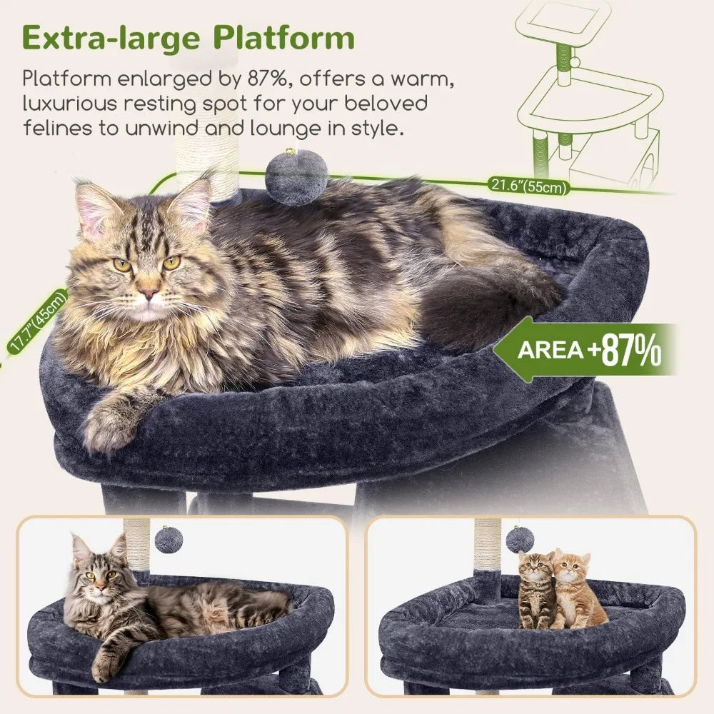 Giant Cat Tree, 83 inch Cat Tree for Indoor Cats Large Adult, XXL Cat Tower with 9 Scratching Posts for 20lb+ Heavy Duty Large A