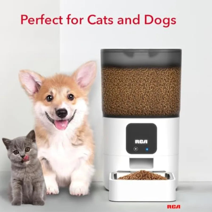 Smart Pet Feeder with WiFi and App Control for Remote Feeding of Rabbits Cats and Dogs 6Liters Capacity Dishwasher Safe Bowls C