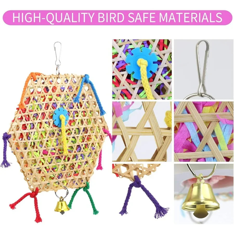 Bird Parrot Toys 2 Pack Bird Hanging Foraging Shredder Toys for Small Medium Birds Including Conure Cockatiel Parrotlet Lovebir