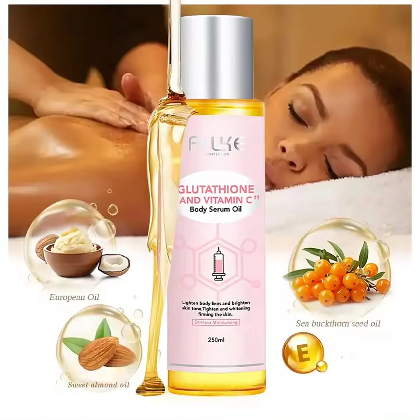 AILKE Glutathione & Vitamin C Kit,With Whitening Lotion,Moisturizing Cream,Lightening Soap, Spa Oil,Glowing Body Cream,Gift Set