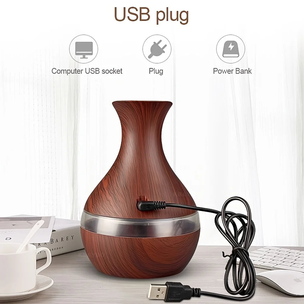 Wood Grain Humidifier 10.14oz USB Aroma Diffuser Atomizer USB Household Humidifier Hydrating Instrument Desktop Humidifier
