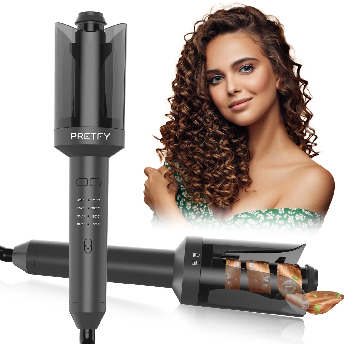 Pretfy Auto Hair Curler With Left Right Rotation Wand