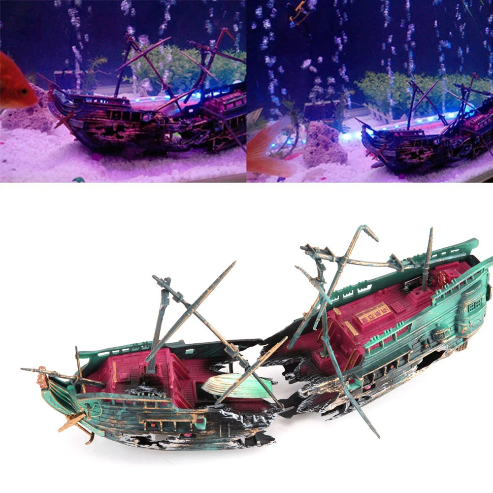 Resin Wreck Boat Aquarium Decor Shipwreck Landscape