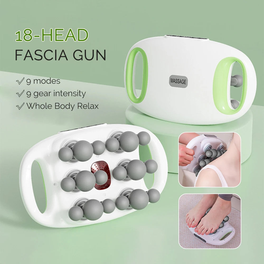 18 Head Fascia Gun Frequency Vibration Massager Red Light