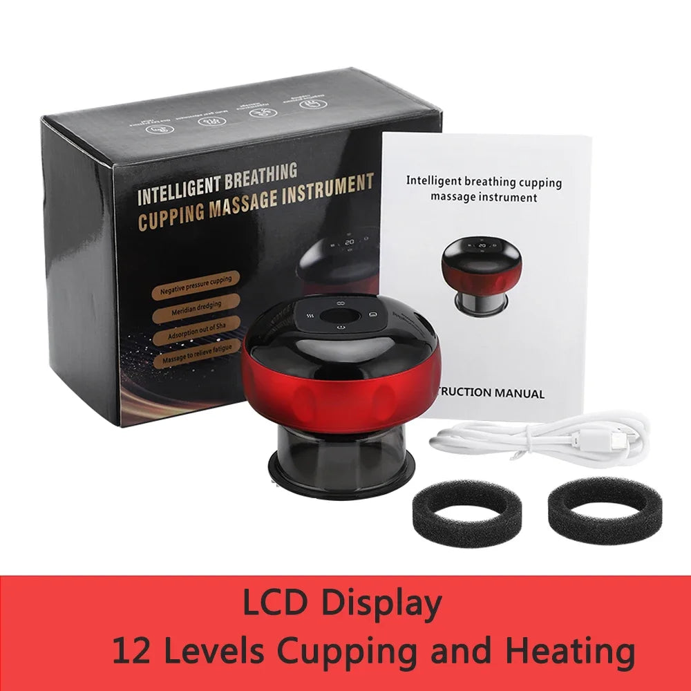 Electric Intelligent Breathing Vacuum Cupping Body Back Massage Device Scraping Physiotherapy Suction Guasha Cans
