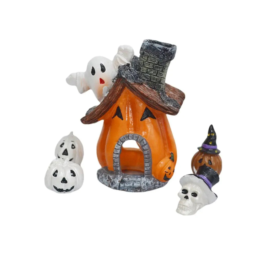 Halloween Pumpkin Aquarium Ornament Resin Ghost Statue