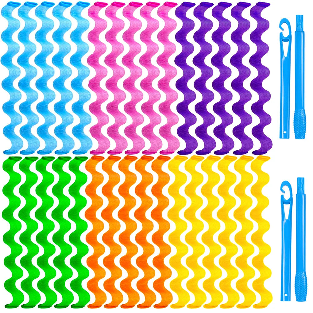 No Heat Hair Curlers Kit 30Pcs With 2 Hooks 55cm 45cm 30cm