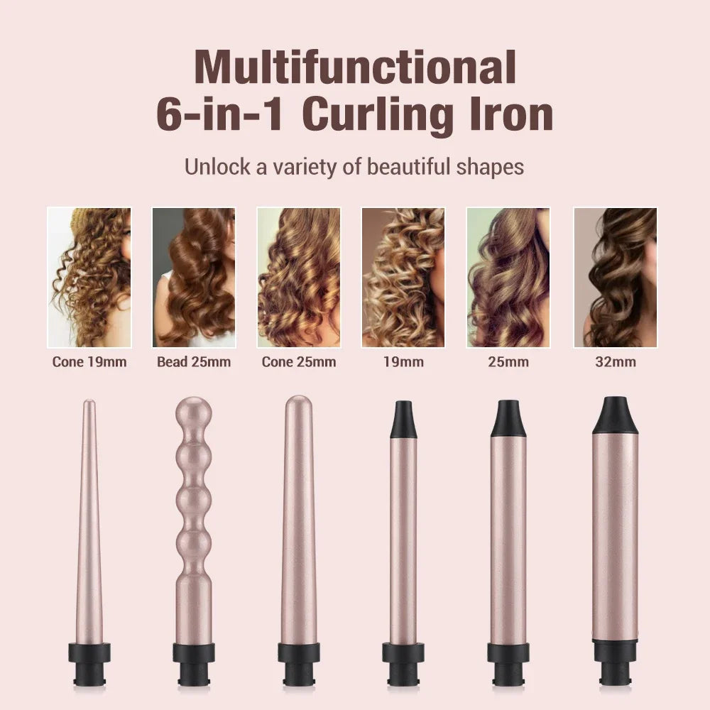 6 in 1 Hair Curling Iron Fast Heating All Hair Types