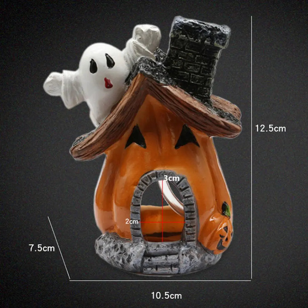 Halloween Pumpkin Aquarium Ornament Resin Ghost Statue