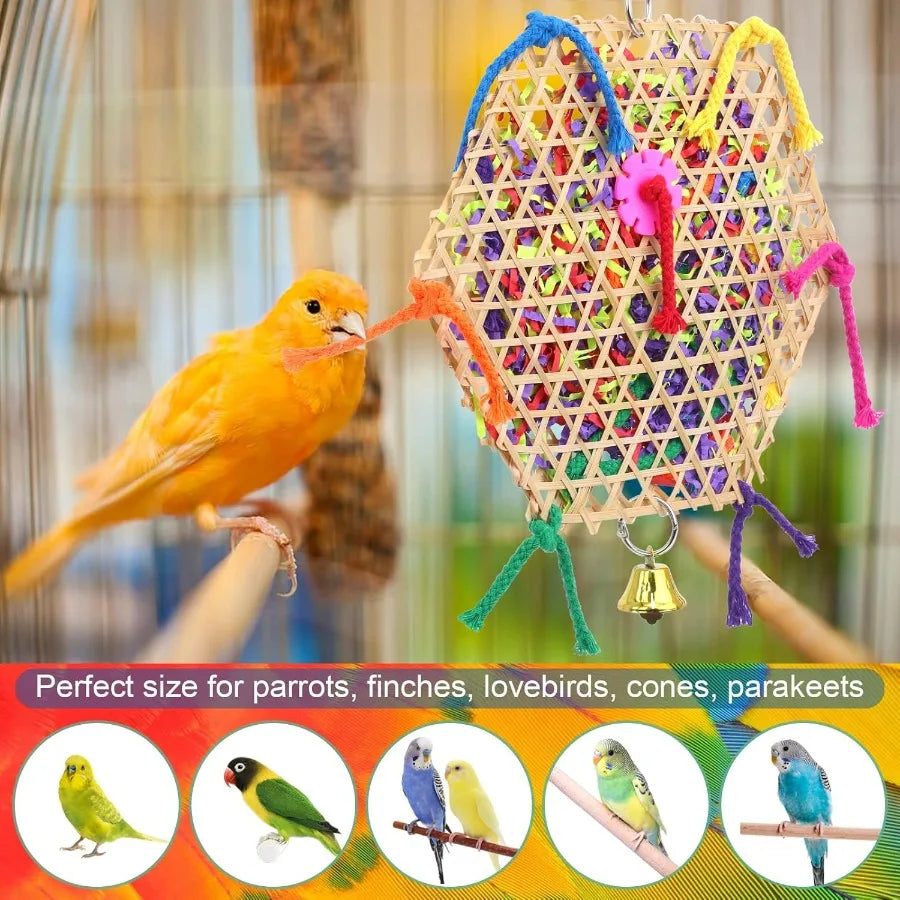 Bird Parrot Toys 2 Pack Bird Hanging Foraging Shredder Toys for Small Medium Birds Including Conure Cockatiel Parrotlet Lovebir
